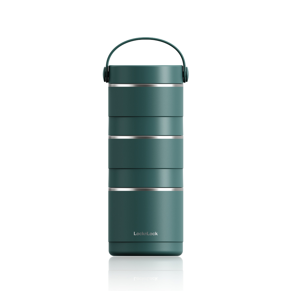 Bộ hộp cơm giữ nhiệt LocknLock Tower Vacuum Lunch Box (380MLx2, 400MLx1) - 3 màu (Be, Nâu, Xanh Lá Đậm) - LHC8058, , large image number 5